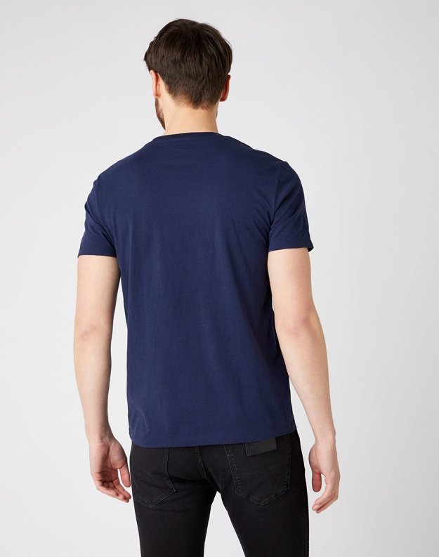 WRANGLER SS ROUND LOGO TEE MĘSKI T-SHIRT NAVY W7MPD3114