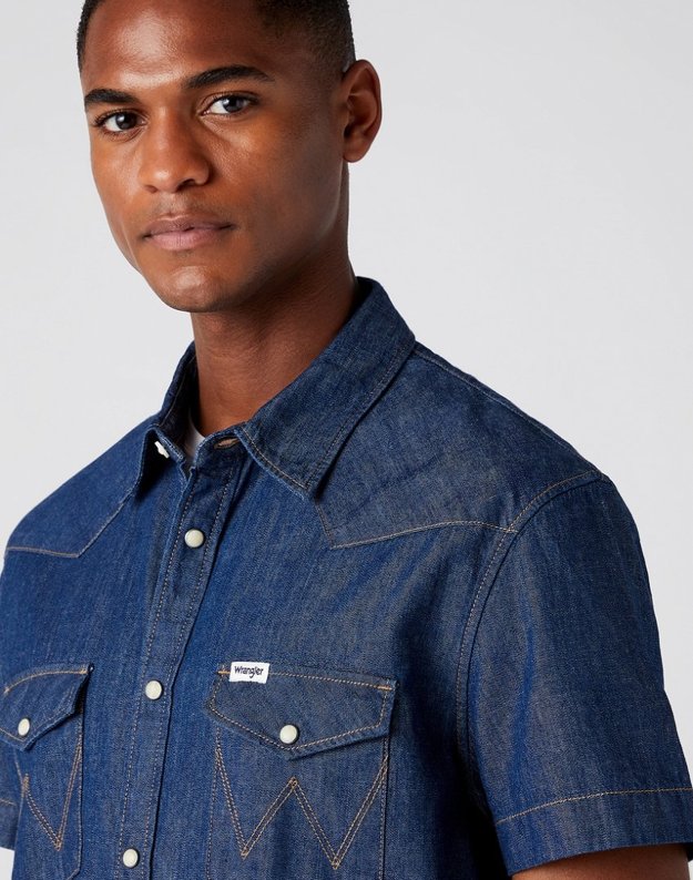 WRANGLER SS WESTERN SHIRT MĘSKA KOSZULA JEANSOWA SPOTLITE W5J05K38N