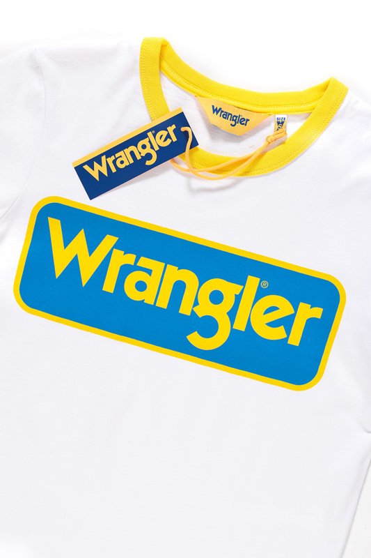 WRANGLER T SHIRT DAMSKI B&Y RINGER TEE WHITE W7C42FK12
