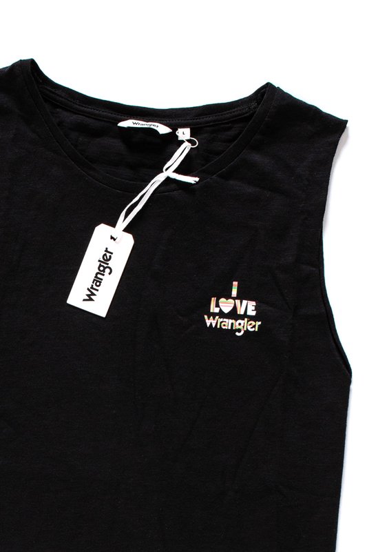 WRANGLER T SHIRT DAMSKI CUT OFF TANK BLACK W701REA01