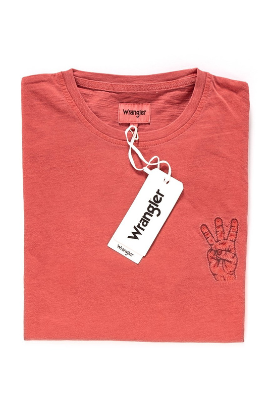 WRANGLER T SHIRT OVERDYE HAND TEE POMPEIAN RED W7B48EB1C