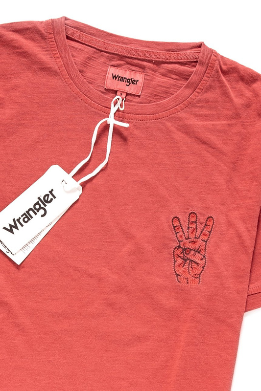 WRANGLER T SHIRT OVERDYE HAND TEE POMPEIAN RED W7B48EB1C