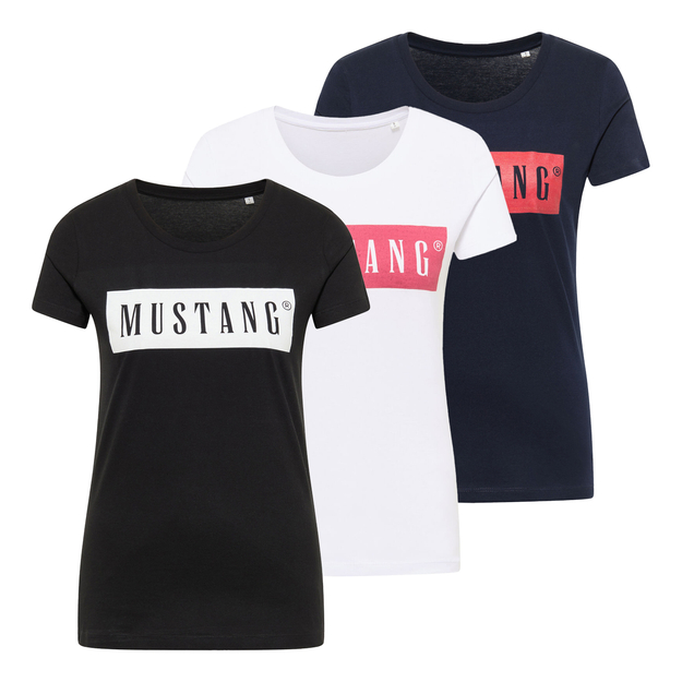 ZESTAW 6PAK MUSTANG STYLE ALEX C / ALINA C LOGO TEE MĘSKI/DAMSKI T-SHIRT KOSZULKA NADRUK CZARNA GRANATOWA BIAŁA 1013223