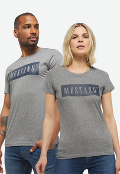 2PAK MUSTANG ALEX C / ALINA C LOGO TEE MĘSKI/DAMSKI T-SHIRT KOSZULKA LOGO LIGHT GREY MELANGE 1013220 4141