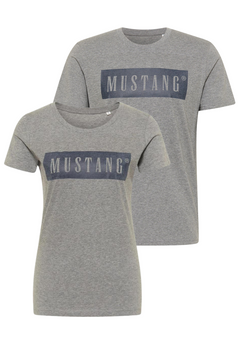 2PAK MUSTANG ALEX C / ALINA C LOGO TEE MĘSKI/DAMSKI T-SHIRT KOSZULKA LOGO LIGHT GREY MELANGE 1013220 4141