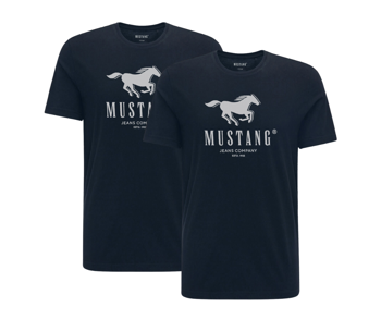 2PAK MUSTANG ALEX C PRINT MĘSKI T-SHIRT KOSZULKA LOGO TEE DARK SAPPHIRE 1015051 4136 GRANATOWY