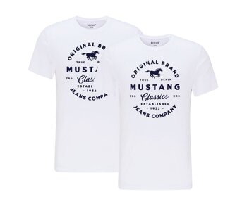 2PAK MUSTANG ALEX C PRINT MĘSKI T-SHIRT KOSZULKA LOGO TEE GENERAL WHITE 1015052 2045 BIAŁY