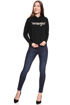 BLUZA WRANGLER DAMSKA CROP KABEL HOOD BLACK W600CIC01