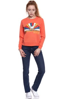 BLUZA WRANGLER DAMSKA REGULAR SWEAT GLOW ORANGE W6077HQ48