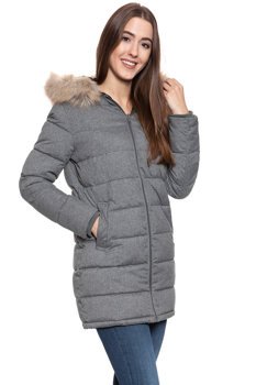 DAMSKA KURTKA ZIMOWA WRANGLER LONG PUFFER MID GREY MEL W4N2YUX37