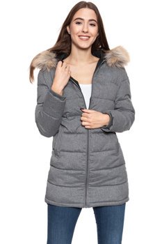 DAMSKA KURTKA ZIMOWA WRANGLER LONG PUFFER MID GREY MEL W4N2YUX37