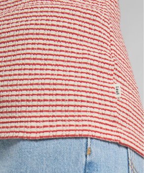 DAMSKI T-SHIRT LEE STRIPED RIBBED TEE AURORA RED L44SPFNV