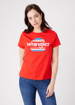 DAMSKI T-SHIRT WRANGLER SS RAINBOW TEE FLAME RED W7ZBD3R06