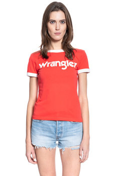 DAMSKI T-SHIRT WRANGLER SS RINGER TEE BITTERSWEET RED W7Z3EVXBO