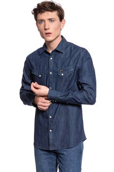 KOSZULA JEANSOWA MĘSKA WRANGLER L/S WESTERN SHIRT DARK INDIGO W5870O61E