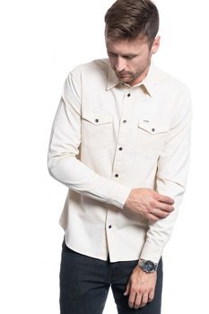 KOSZULA MĘSKA WRANGLER LS 2PKT FLAP SHIRT OFF WHITE W5A5MZ737