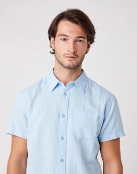 KOSZULA MĘSKA WRANGLER SS 1PKT SHIRT CERULEAN BLUE W5J7LOXVT