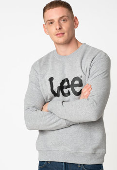 LEE BASIC CREW LOGO SWS MĘSKA BLUZA REGULAR FIT GREY MELE  L80XTJMP