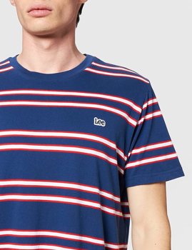 LEE BASIC STRIPE TEE MĘSKI T-SHIRT REGULAR FIT WASHED BLUE  L61LEELR