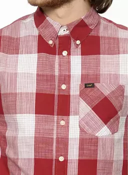 LEE BUTTON DOWN MĘSKA KOSZULA MATERIAŁOWA KRATA BIKING RED L880VATD