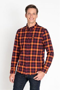 LEE BUTTON DOWN MĘSKA KOSZULA MATERIAŁOWA W KRATĘ SIGN ORANGE L880OMME