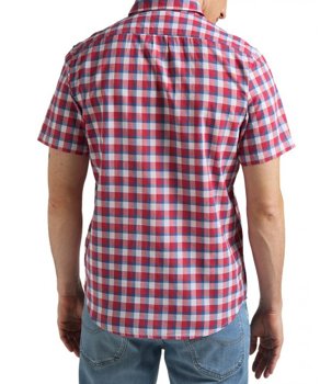 LEE BUTTON DOWN SS MĘSKA KOSZULA W KRATĘ REAL RED L886OFUI