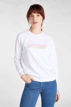 LEE CREW SWEATSHIRT DAMSKA BLUZA KLASYCZNA LOGO BRIGHT WHITE L53KBRLJ