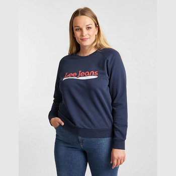 LEE CREW SWEATSHIRT DAMSKA BLUZA KLASYCZNA LOGO NADRUK DARK NAVY L53KBRNM