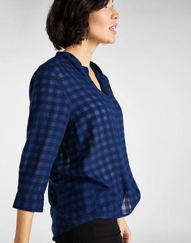 LEE ESSENTIAL BLOUSE DAMSKA BLUZKA W KRATĘ DARK NAVY L45VHTNM