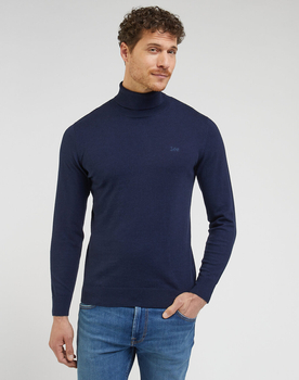 LEE HIGH NECK KNIT MĘSKI SWETER ELEGANCKI CIEPŁY SKY BLUE 112342994