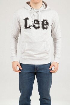 LEE HOODIE MĘSKA BLUZA Z KAPTUREM LOGO SHARP GREY MELE L80IFB03