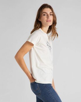 LEE JEANS LOGO TEE DAMSKI T-SHIRT KOSZULKA NADRUK OFF WHITE L42FEHMK