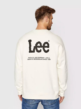 LEE LOGO LOOSE CREW MĘSKA BLUZA KLASYCZNA NADRUK ECRU L83TTJNQ