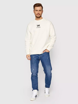 LEE LOGO LOOSE CREW MĘSKA BLUZA KLASYCZNA NADRUK ECRU L83TTJNQ