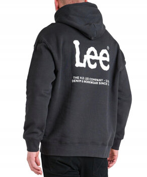 LEE LOGO LOOSE HOODIE MĘSKA BLUZA WASHED BLACK L83UTJON