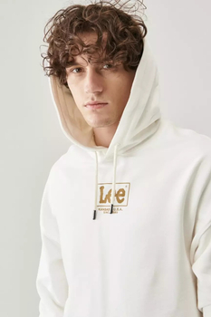 LEE LOOSE HOODIE MĘSKA BLUZA Z KAPTUREM LOGO ECRU L83SSPNQ