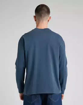 LEE LS CORE LOOSE TEE MĘSKI LONGSLEEVE KOSZULKA Z DŁUGIM RĘKAWEM LOGO MARINE L69RCO54