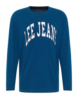 LEE LS VARSITY TEE MĘSKA KOSZULKA Z DŁUGIM RĘKAWEM LONGSLEEVE LOGO NADRUK ROYAL TEAL LL87FEA68