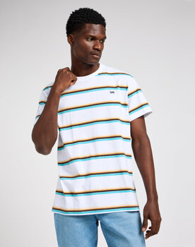 LEE RELAXED STRIPE TEE BRIGHT MĘSKA KOSZULKA W PASKI T-SHIRT TEE WHITE 112350099