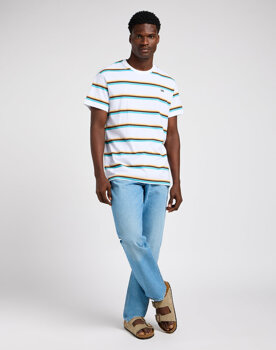 LEE RELAXED STRIPE TEE BRIGHT MĘSKA KOSZULKA W PASKI T-SHIRT TEE WHITE 112350099