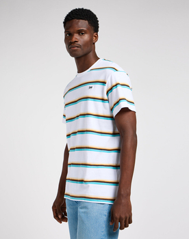 LEE RELAXED STRIPE TEE BRIGHT MĘSKA KOSZULKA W PASKI T-SHIRT TEE WHITE 112350099