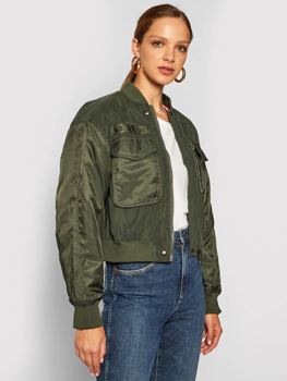 LEE SATEEN BOMBER DAMSKA KURTKA PRZEJŚCIOWA OLIVE GREEN L56EMMNX