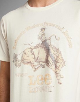 LEE SS RIDER TEE MĘSKI T-SHIRT KOSZULKA NADRUK LOGO ECRU L60VFEN