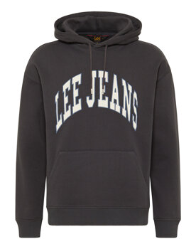 LEE VARSITY HOODIE MĘSKA BLUZA Z KAPTUREM LOGO WASHED BLACK LL80RFON