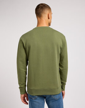 LEE WOBBLY SWS MĘSKA BLUZA BEZ KAPTURA LOGO OLIVE 112351278