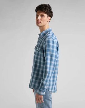 LEE WORKER SHIRT MĘSKA KOSZULA W KRATĘ DŁUGI RĘKAW INDIGO L68HOKDK