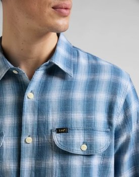 LEE WORKER SHIRT MĘSKA KOSZULA W KRATĘ DŁUGI RĘKAW INDIGO L68HOKDK