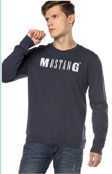 LONGSLEEVE MĘSKI MUSTANG LOGO PRINT SWEATER BLUE NIGHTS 1004753 4085