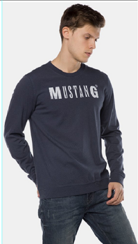 LONGSLEEVE MĘSKI MUSTANG LOGO PRINT SWEATER BLUE NIGHTS 1004753 4085