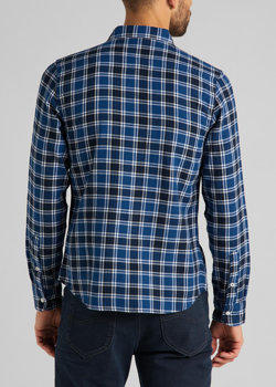 MĘSKA KOSZULA W KRATĘ LEE CLEAN WESTERN SHIRT WASHED BLUE  L644RHLR